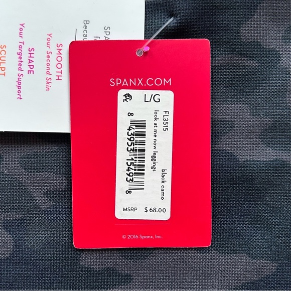 Spanx NWT Look At Me Now Seamless Leggings Black Camo Size Large FL3515 - Picture 7 of 10